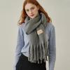 Simple Patch Wool Long Muffler - Darkgrey