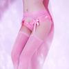 Women Sexy Lace Transparent Garter Belt With Oil Glossy Thigh High Stockings Cute Wedding Bow Garters Slim Nylon Pantyhose