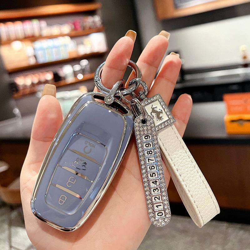 Suitable for Hongqi H5 Key Cover H7 HS5 HS7 New Energy EHS3 Car Leather Men's and Women's Keychain Case