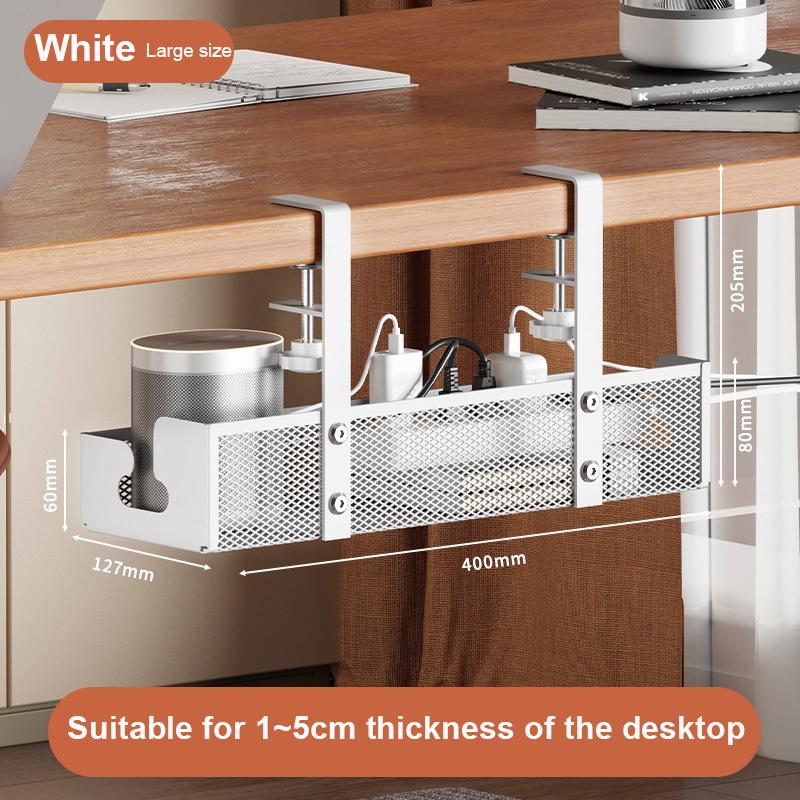Under Table Storage Rack Metal Cable Management Tray Home Office Desk Wire Organizer No Punching Kitchen Storage Accessories