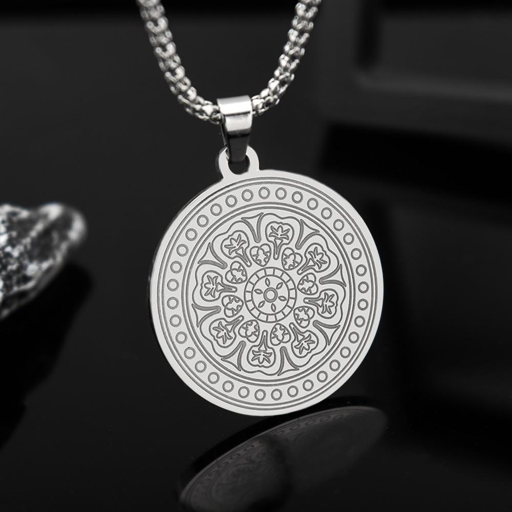 Fashion New Mandala Pendant Simple Mandala Flower Pendant Men's Trend Necklace