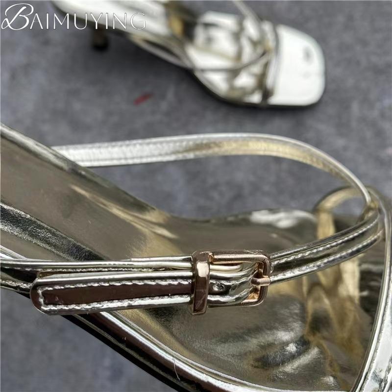 Fashion Women Slippers Square Toe Flip Flops Loafers Casual Shoes Woman Heeled Sandals Summer 2025 Trend Luxury Dress Clip Toe Slides
