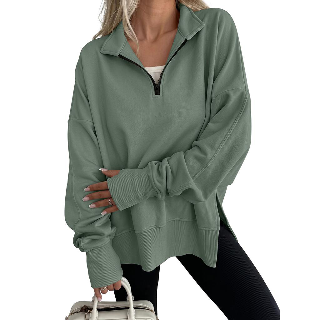 Women's Long Sleeve Stand Collar Pullover Sweatshirt