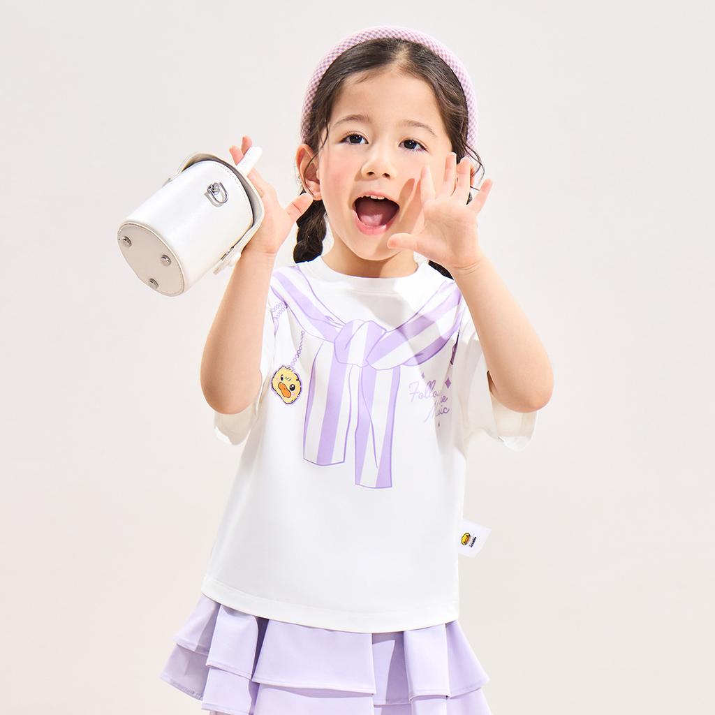 B. Duck Yellow Duck 2026 New Children's Printed Girls' Summer Short T-shirt