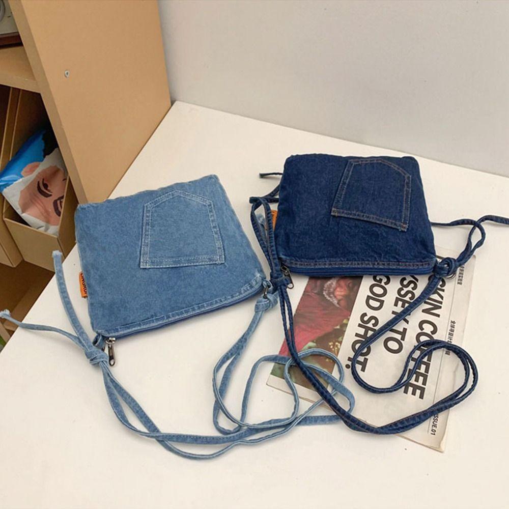 Y2K Vintage Handbag Street Style Solid Crossbody Bag Casual Denim Canvas Bag Travel