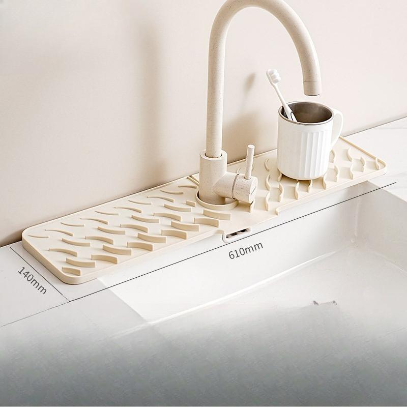 Wavy Patterned Faucet Drain Pad, Kitchen Silicone Splash Guard Pad, Household Anti-slip Thickened Drain Pad