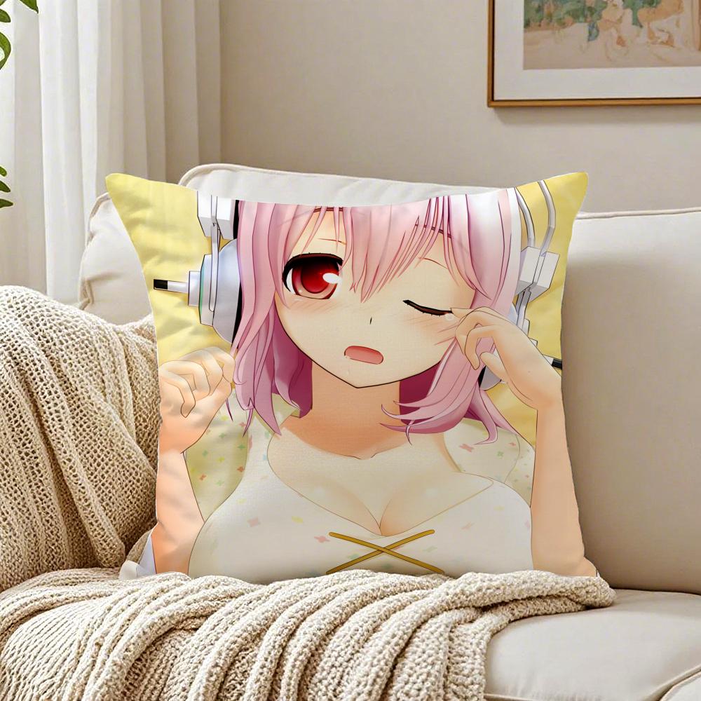 game character idol SSuper SSonico Cushion Cover Pillowcase Antidustmite living Room Sofa Decor Cushion Room