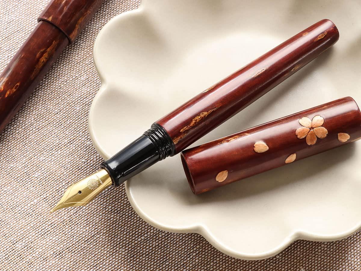 

WANCHER Fountain Pen World Birchwork Wild Cherry Blossom Rain Natural Wood Japanese Traditional Craft World Fountain Pen Birchwork Fountain Fine Point