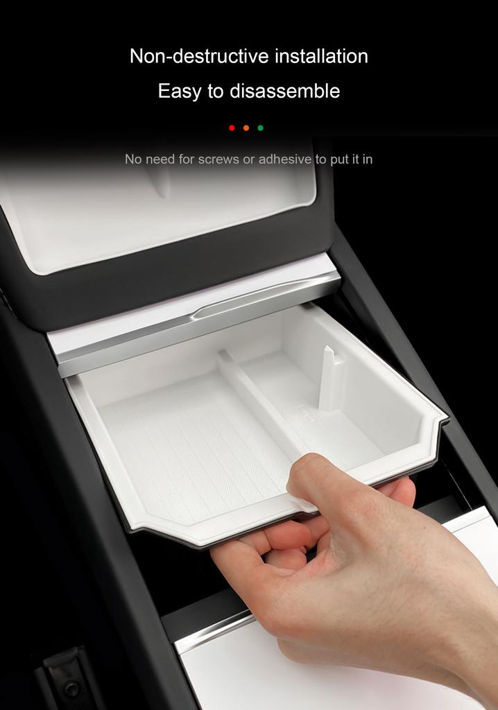For Tesla Model Y Juniper 2025 Center Console Storage Box Armrest Box Double-layer Storage Organizer Case Tray Cup Holder Box