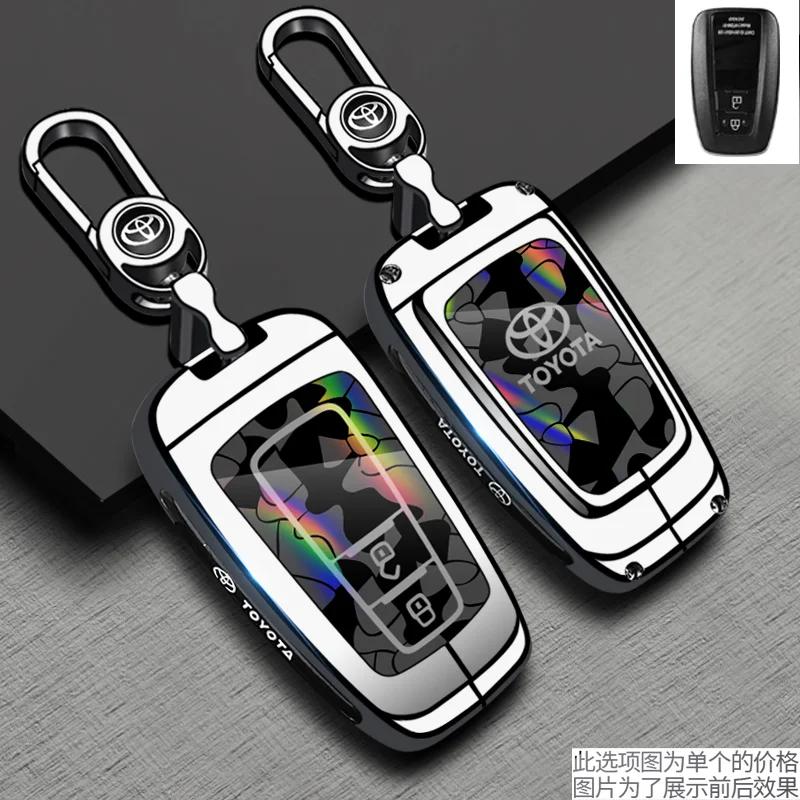 Handmade Cowhide Genuine Leather Key Case for TOYOTA Camry Hanlanda Car Key Protection Sleeve with Keychain - Protective Shell