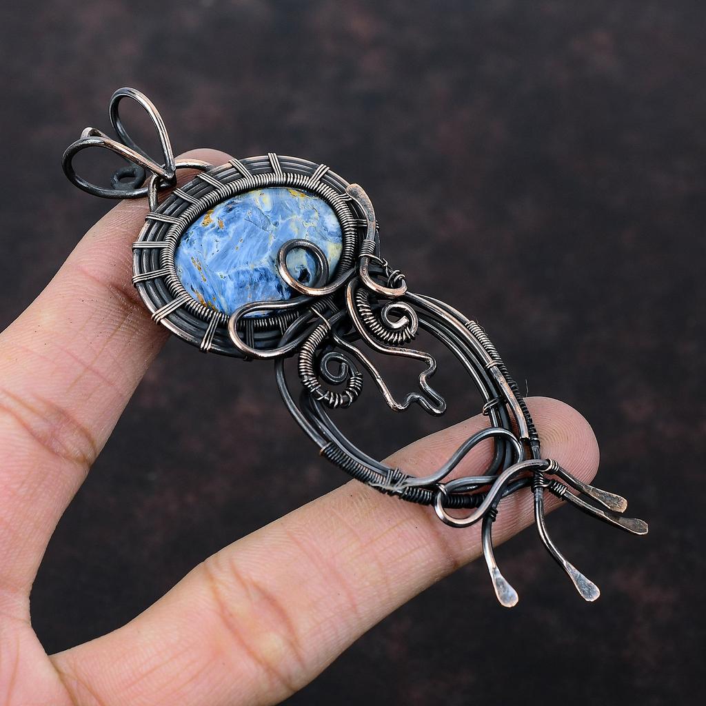 Pietersit Kupfer Anhänger Draht gewickelt Anhänger Handgemacht zierlicher Anhänger Pietersit Schmuck Kupferdraht Wickelschmuck Edelstein Anhänger als Geschenk