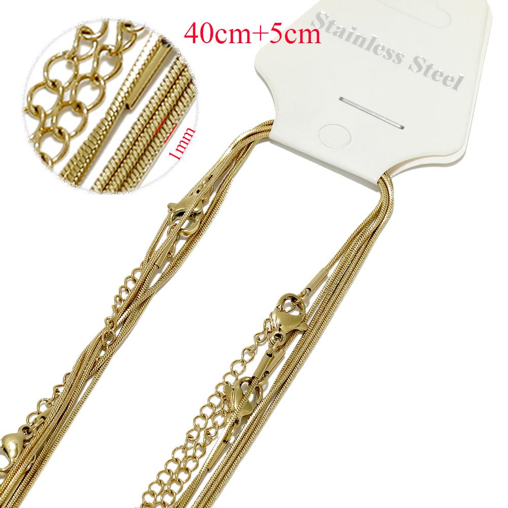 

5pcs 40+5cm Gold color Stainless Steel Snake Chains In Bulk Necklaces DIY Fashion Jewelry Adjustable Chains Wholesale Link Chain