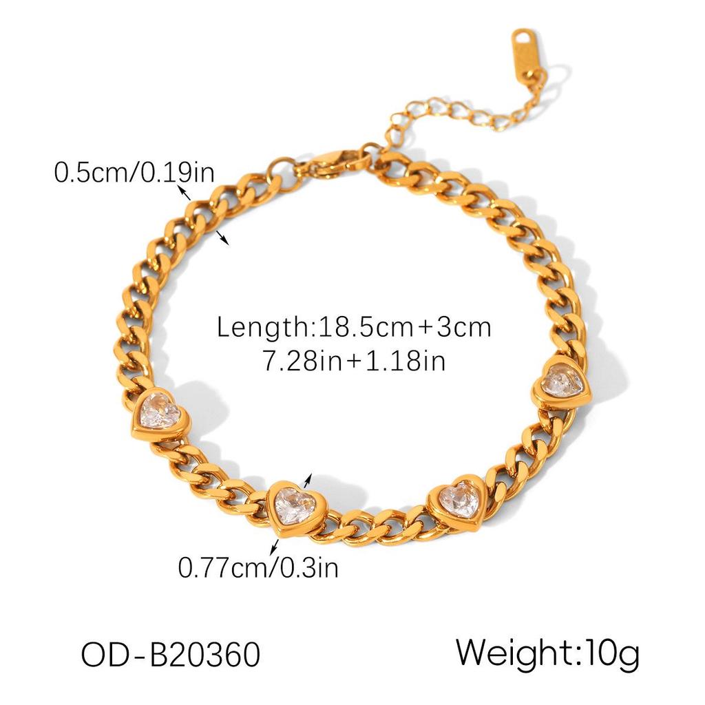 18K Gold-Plated Diamond-Studded Stainless Steel Bangle – Light Luxury Zircon Autumn/Winter Bracelet for Women