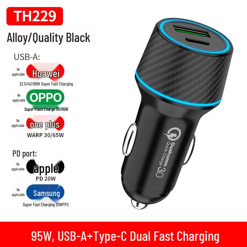 Superschnelles 60W Autoladegerät für Apple, Samsung, Huawei - PD-Schnellladen kompatibel