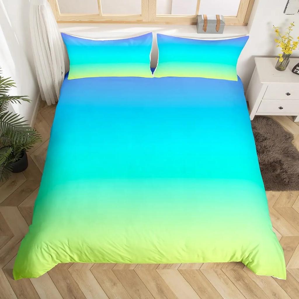 Dopamine Rainbow Stripe 3D Printed Duvet Cover Colorful Printed Bedding Light Luxury 3 Piece Set With 2 Pillowcases No Quilt