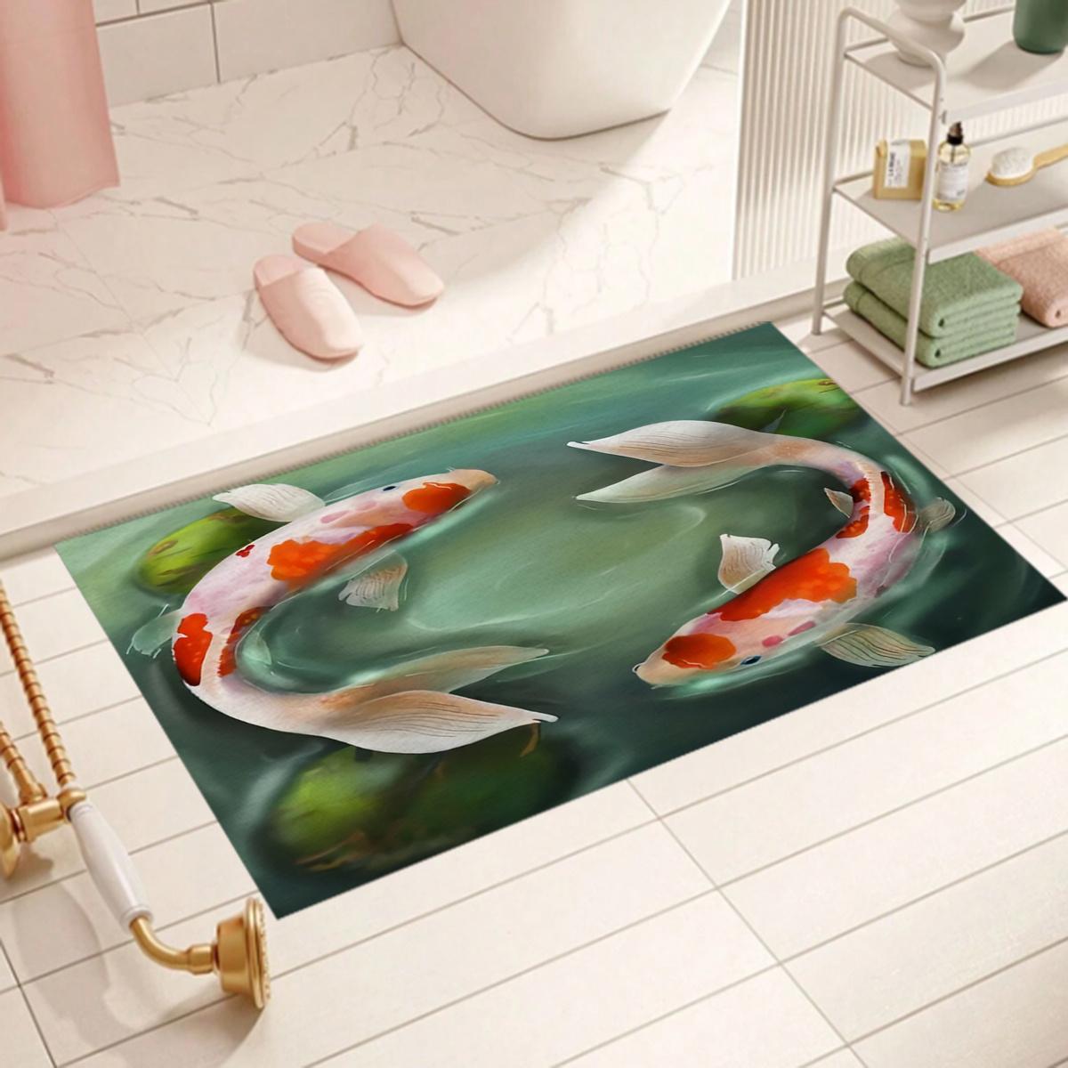 

1PC Carp Pattern Kitchen Mat Anti Slip Waterproof Entrance Floor Mat for Bedroom Living Room Bathroom Garden Decor 50x80cm