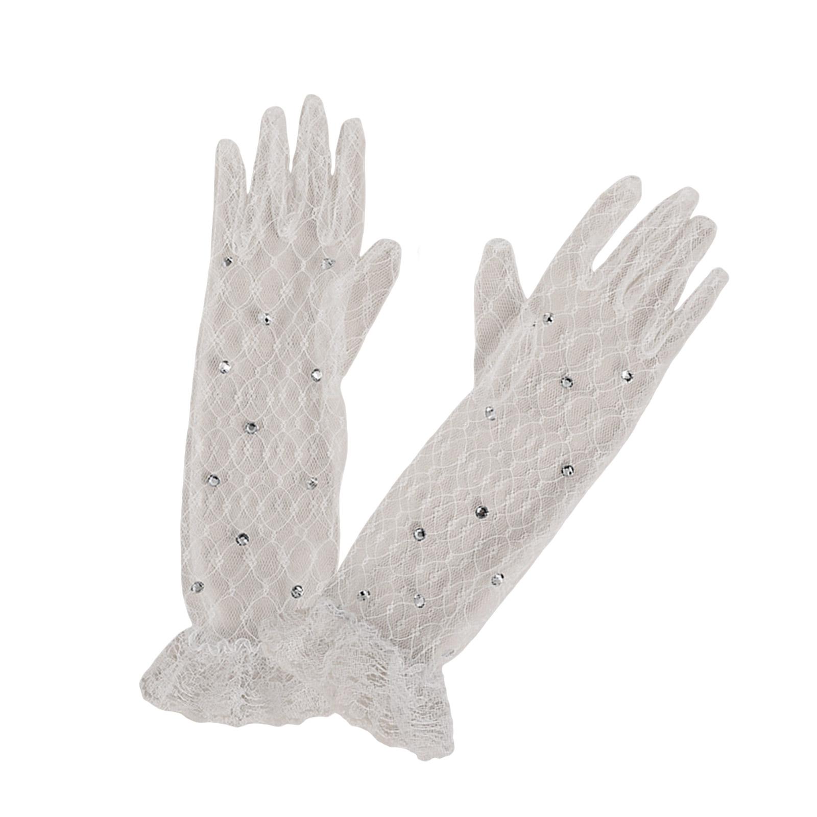 

Белые кружевные перчатки для девочек с/без стразами для свадеб, дней рождения и особых случаев в возрасте от 3 до 12 лет 2