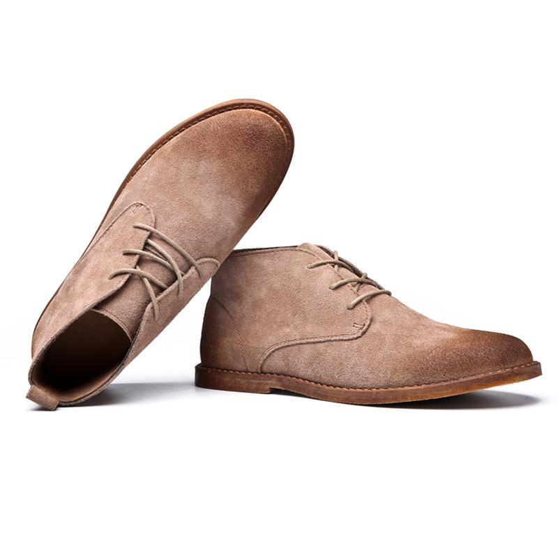 Mode Neue Echtleder Stiefel Herren Rindsleder Hohe Schuhe Britisch Retro Kurze Stiefel Männlich Werkzeug Wüstenstiefel Klassiker Rutschfeste Schuhe