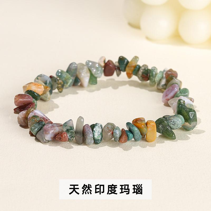 Natural Crystal Agate, Colorful Crushed Stone, Elastic Bracelet, Irregular, European and American Jewelry