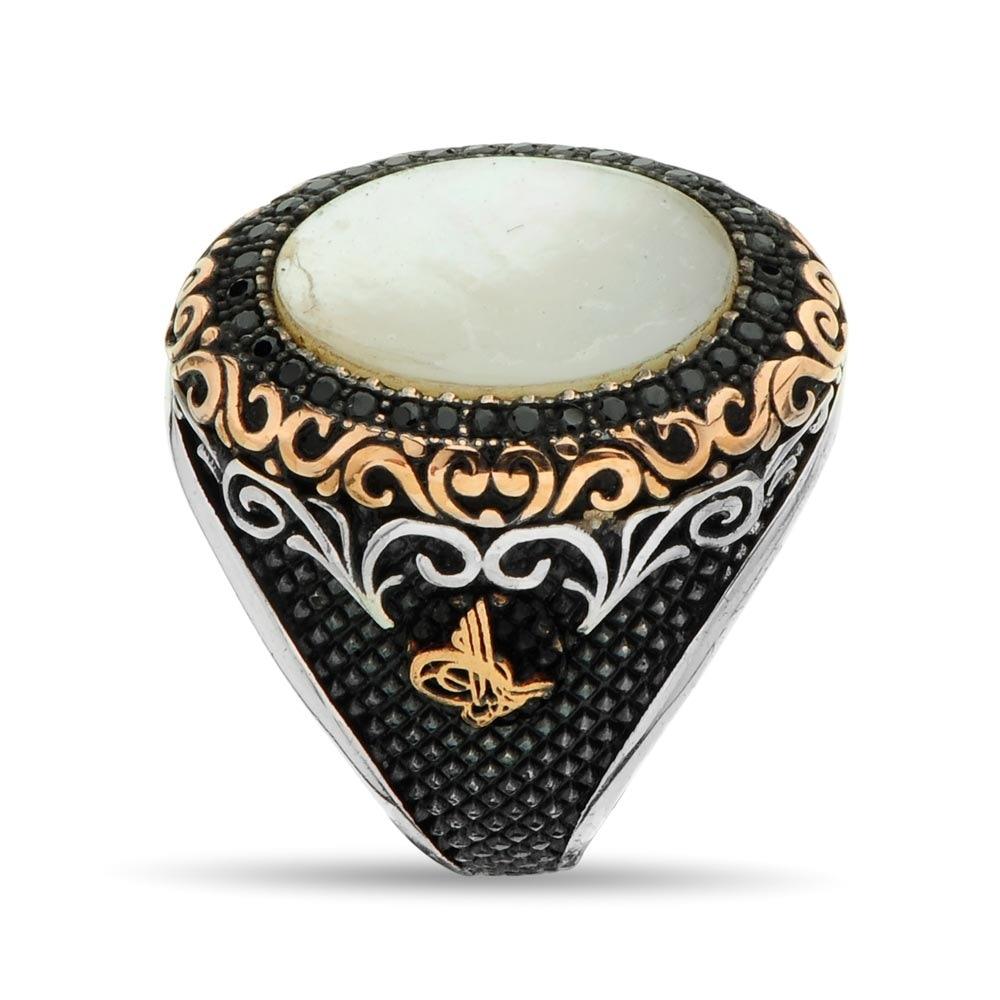 Vintage Handmade Turkish Signet Ring For Men Women Ancient Silver Color Black Onyx Stone Ring Retro Islamic Religious Jewelry