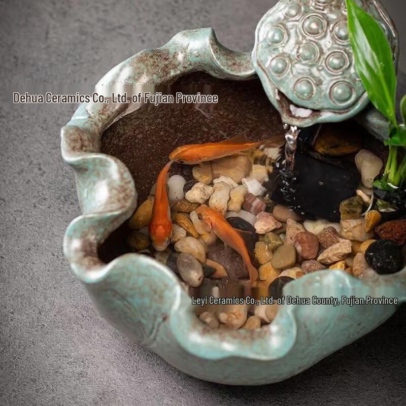 Miling New Chinese Ceramic Lotus Pod Water Fountain Ornament