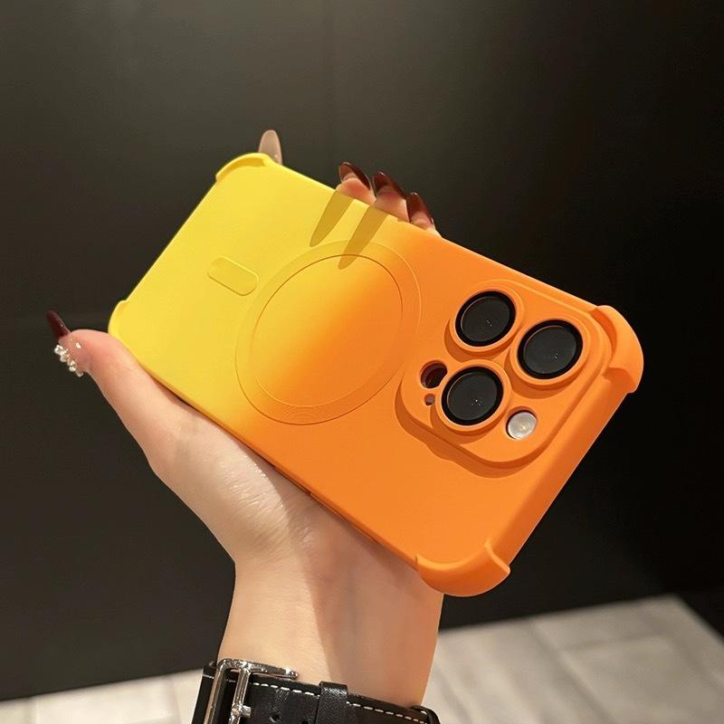 Suitable for Iphone16 Gradient Magnetic Phone Case Four Corner Anti-drop Apple 15ProMax Full Bag Matte Protective Case