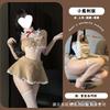 Night Cat Plush Pajamas Sex Underwear Hollow Love Open Chest Sexy Cat Ear Female Split Leaking Navel Uniform Set