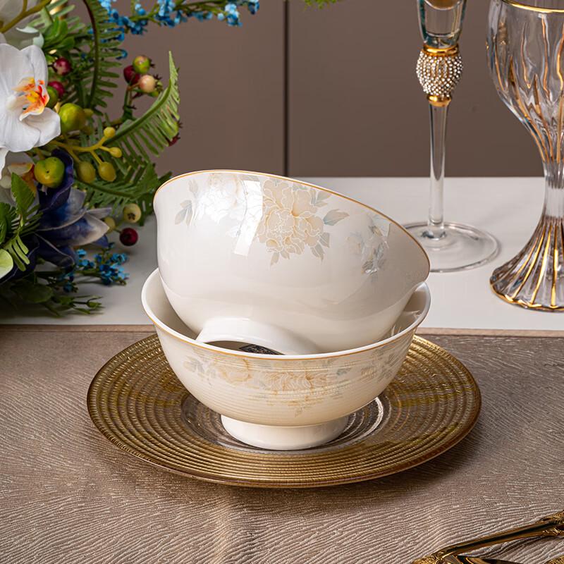 Flower Fairy Jingdezhen Ceramic High Foot Noodle Bowls