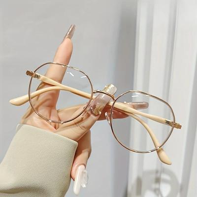 +100~+400 Óculos de Leitura Redondos de Metal Simples e Clássicos para Mulheres Adequados para Leitura Diária e Uso