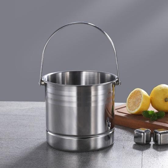 Yangyizhi Seau à Glace en Acier Inoxydable avec Passoire Amovible, Refroidisseur de Vin Bar Champagne pour Bière Vin Rouge, Portable Snacks Maison
