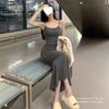 Sweet Spice Girl Sleeveless Halter Suspender Dress Women's Autumn Pure Desire Temperament Fish Tail Medium and Long Bottom Hip Wrap Skirt