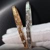 Stainless Steel Rhombus Pattern Titanium Bracelet with Inlaid Diamonds - European and American Narrow Version, Fashionable and Fade-Resistant.