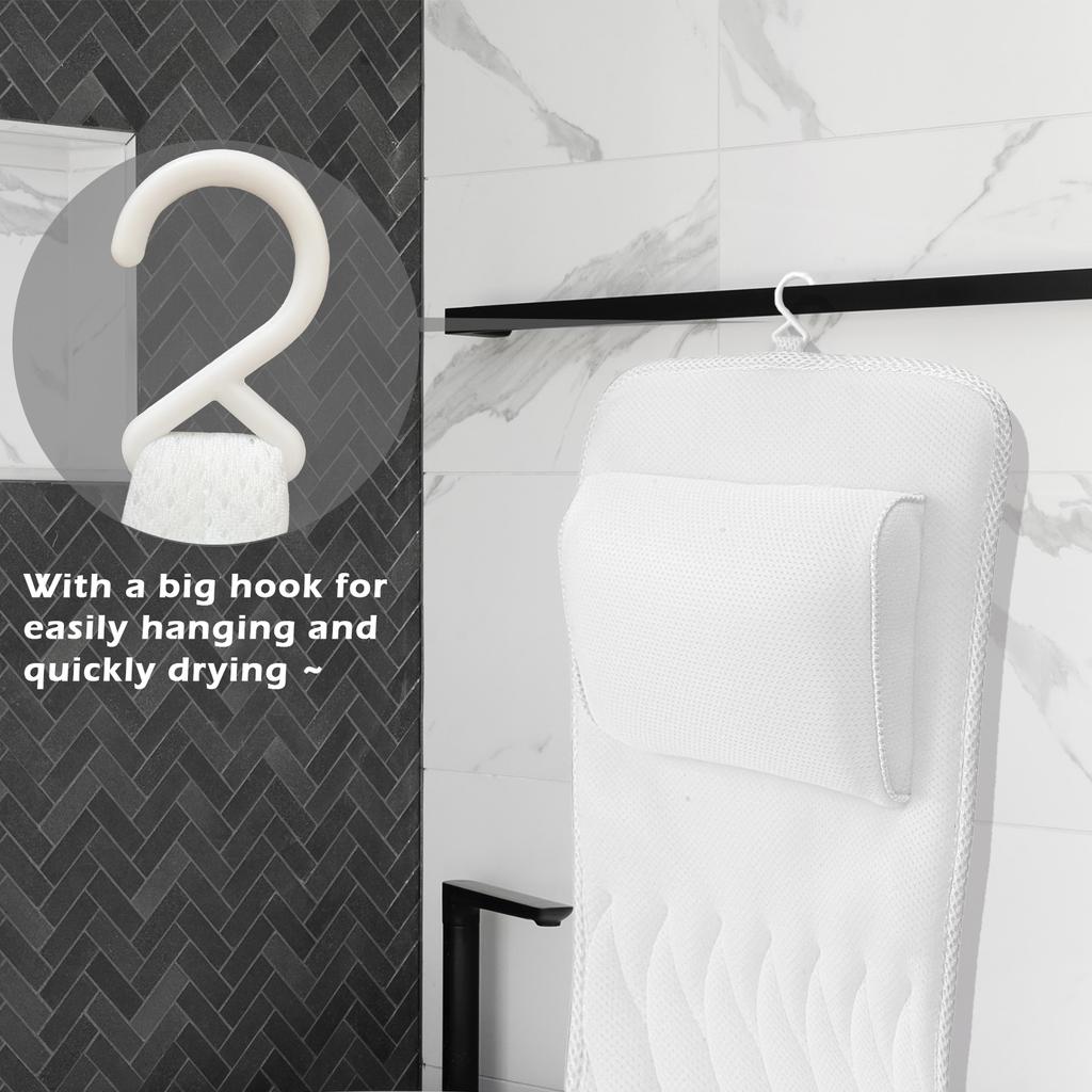 Almohada de Baño de Lujo para Todo el Cuerpo Cojín para Bañera Con 14 Ventosas Malla de Aire 3D Se Adapta a Cualquier Bañera Material de Alta Calidad
