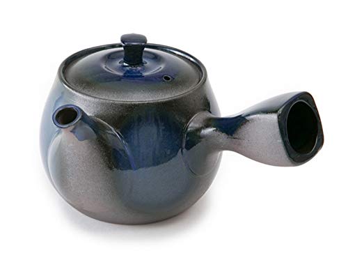 Specially Crafted Rounded Teapot with a Ruri Glaze, 450ml, Made In Japan by Banko Ware