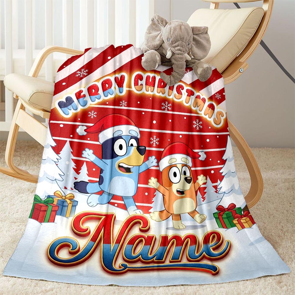 Merry Christmas Celebration Personalized Name Blanket Cozy Personalized Blanket Soft Warm Cozy Perfect for Livingroom Living Room Office Chair Chair