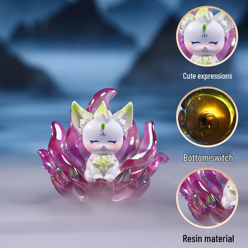 New Shanghai Spirit Fox Trendy Blind Box Figurine - Nine-Tailed Fox Resin Desktop Ornament