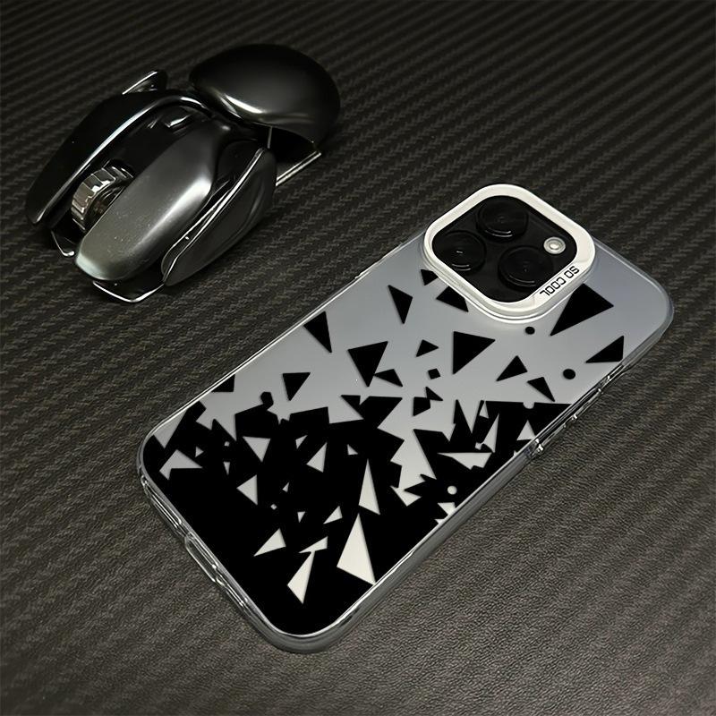 The Broken Pattern Is Suitable for Apple 15 Mobile Phone Case, Colored Silver 14promax, New Creative 13pro Hard Xsmax Tide.