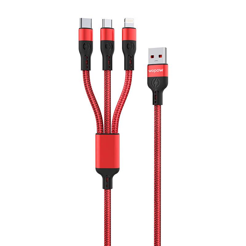 Wopin One To Three Data Cable, Compact and Portable Charging Cable