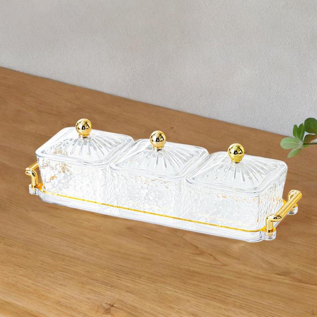 Dried Fruit Organizer Candy Box 3 Compartments Multifunctional Snack Holder Tray for Parties