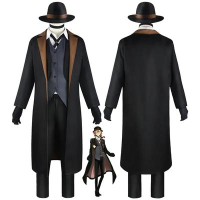 Bungo Toulaví psi Nakahara Chuuya Cosplay kostým s kloboukem Paruka Muži Anime oblečení