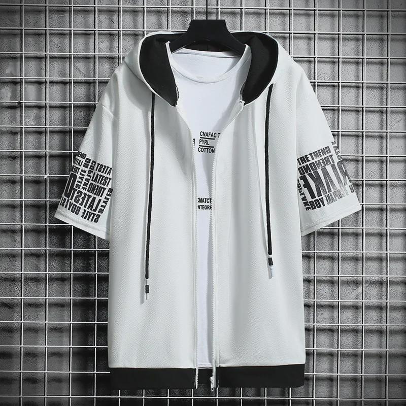 Pánská slim fit mikina na zip s kapucí - Korejský styl jarní/letní ležérní nošení