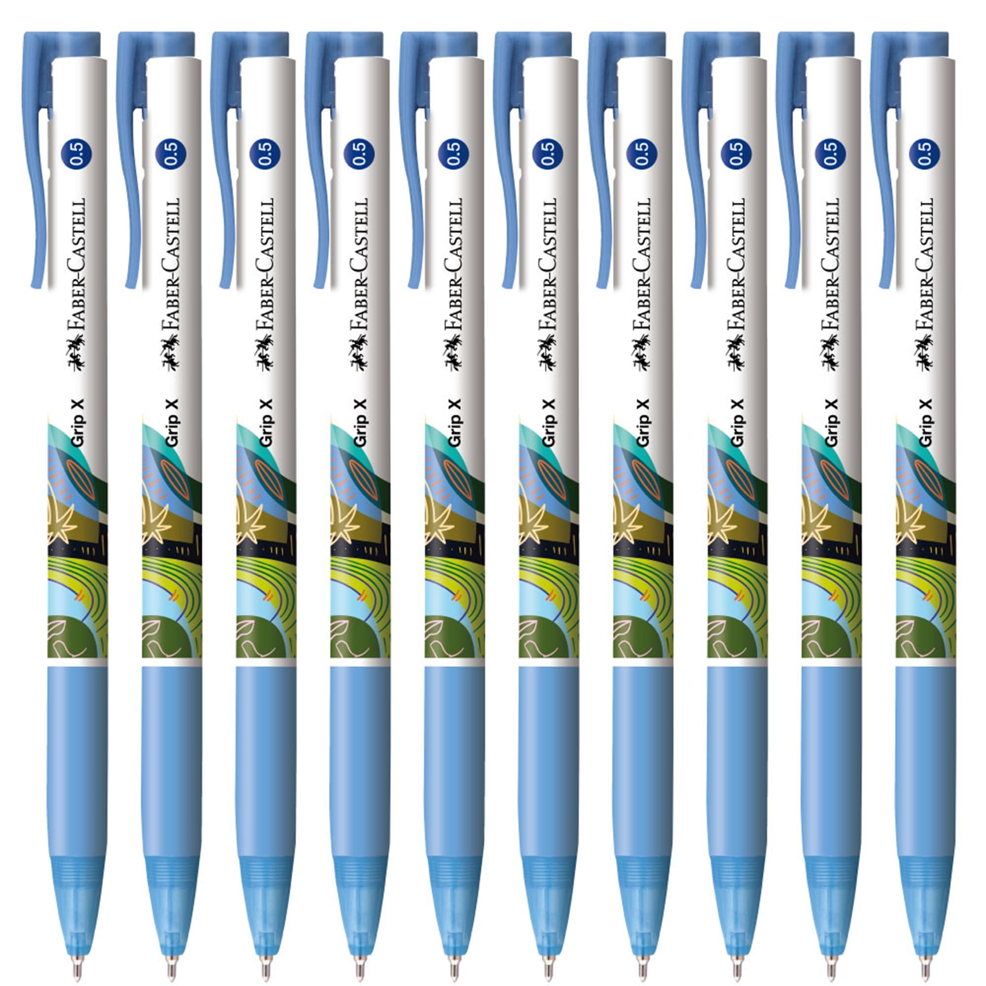 

Faber-Castell Grip X Oil-Based Ballpoint Pen, Blue, 0.5mm, Pack of 10, 27111028