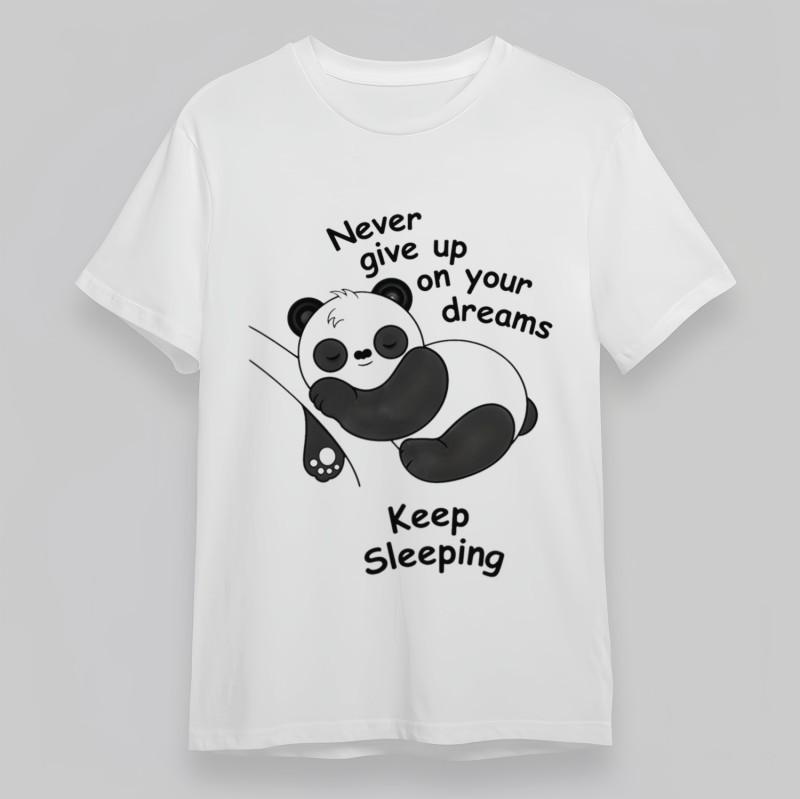 

Women s Plus Size Soft Classic T-Shirt Never Give Up Sleepy Panda 100%Cotton Tee L
