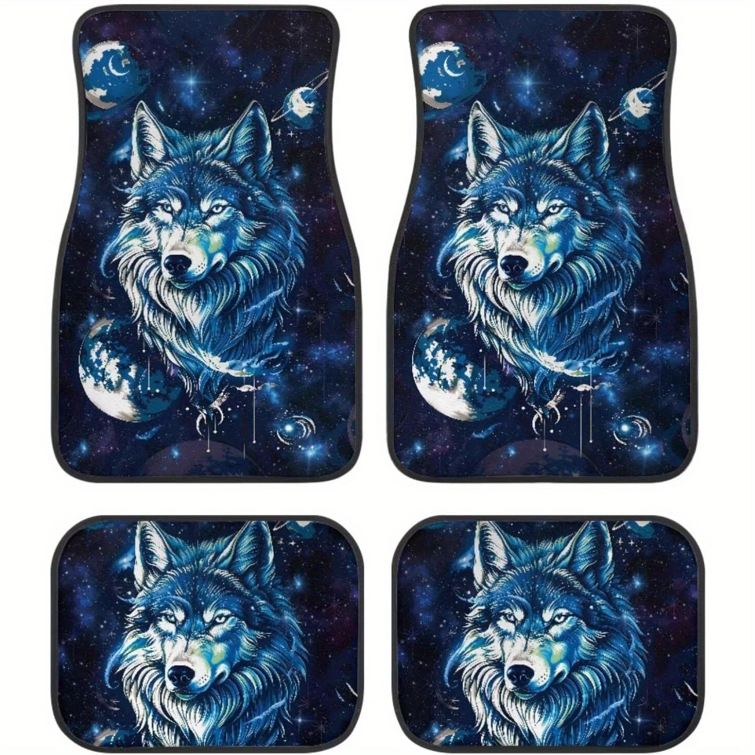 Прочные Коврики для Грузовика Нескользящие Коврики для Внедорожника 4 шт. Автомобильные Коврики на Пол Волк Принт Всепогодный Полный Комплект Универсальная Посадка Автомобильный Ковер для Большинства Автомобилей Седан Four-piece Set