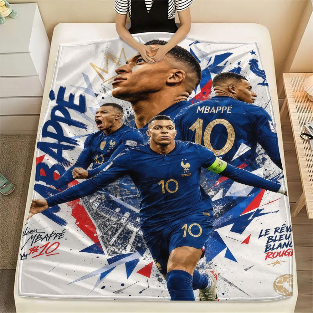 1PC France National Football Team Patterned Flannel Blanket Suitable For All Seasons for Home Decor Warmth and Comfort Gifts Holiday Present