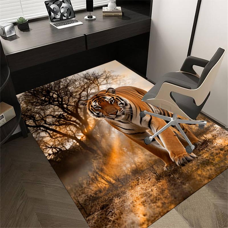 Tiger Print Pattern Area Rug, Office Carpet Indoor Outdoor Entrance Doormat, Non-Slip Soft And Comfortable, Living Room, c122037