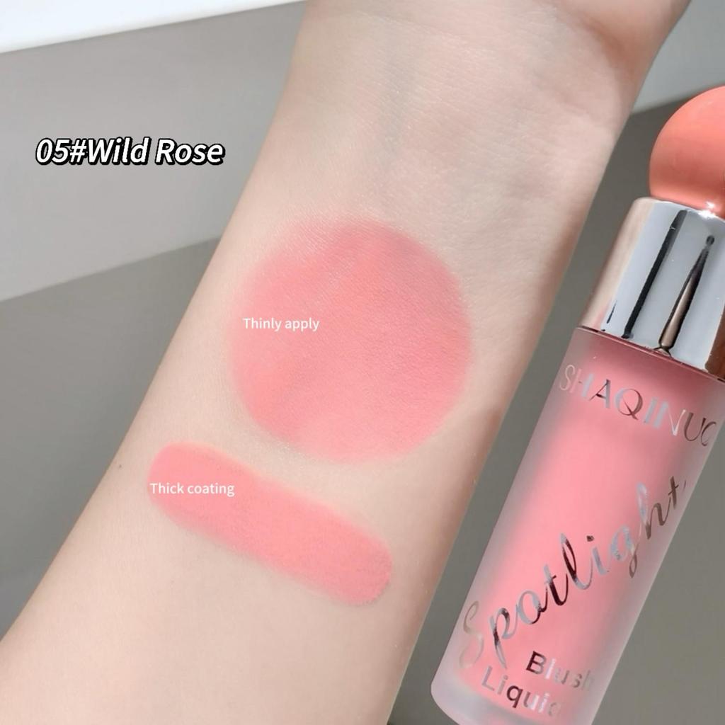 SHAQINUO Radiant Liquid Blush & Highlighter Duo 12h Dewy Glow Lightweight Water-Gel Buildable Mirror