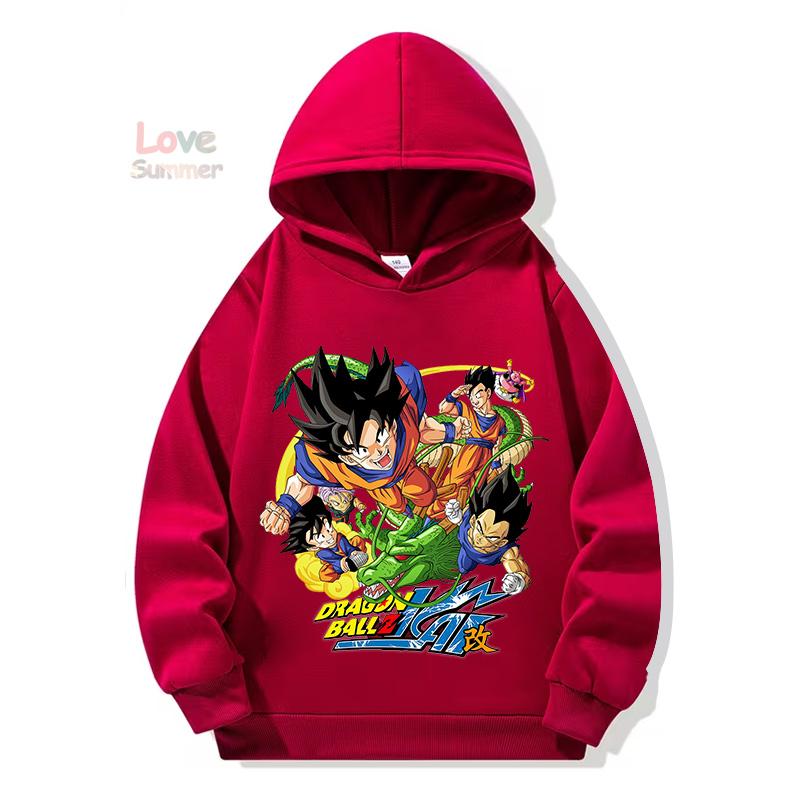 Anime hoodie 3-14 Years Kids DragonBall Clothes Goku Hoodie Boys Girls Sporty Ideal Daily Outdoor Wear Boys Hooded Sweatshirt