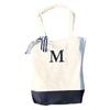 Shelly Mimi Initiaal Geborduurde Tote Bag, Marineblauw, Medium, 521293002