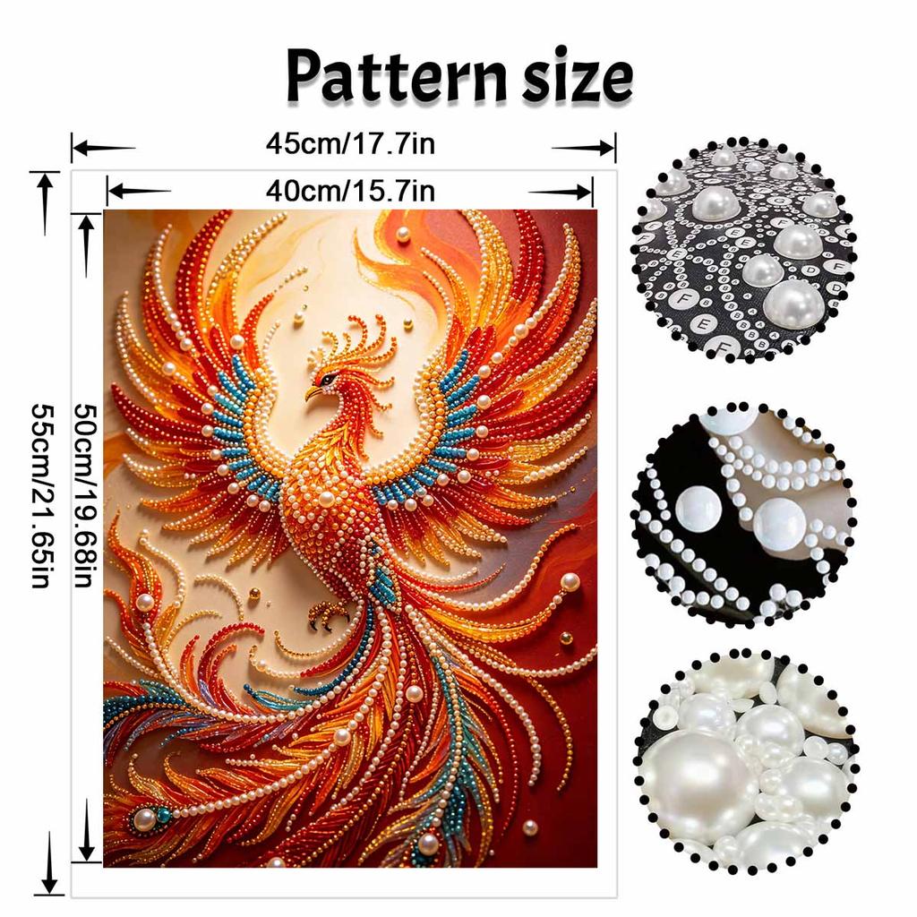 5D DIY Pearl Diamond Painting Kit Mythical Phoenix Full Drill Embroidery Mosaic Art Home Wall Decor Gift